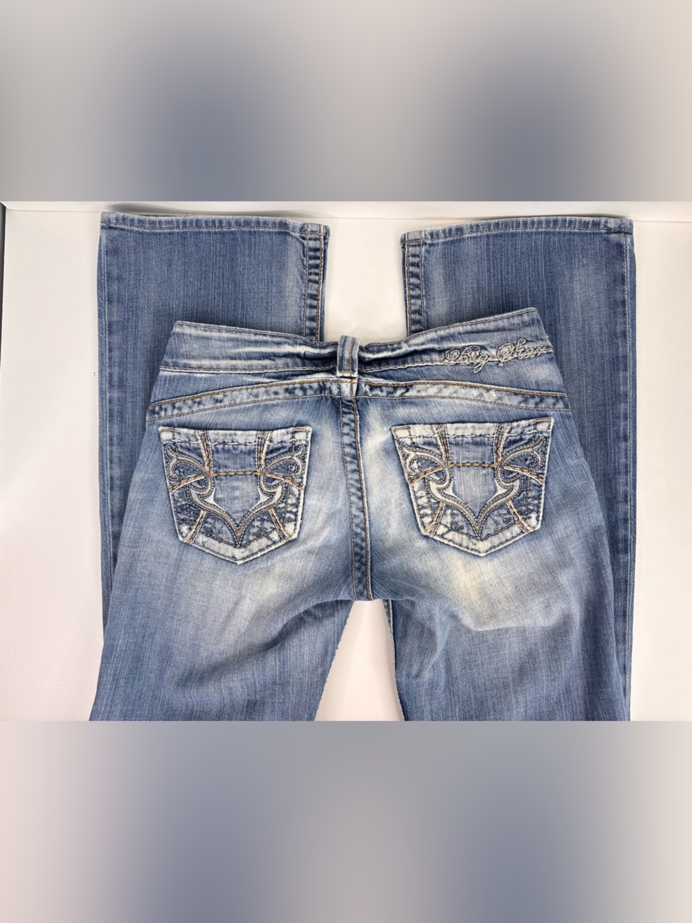 VTG Big Star Casey K Low Rise Y2K Thick Stitch Pockets Faded Boot Cut Jeans 27L